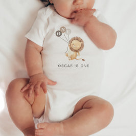 Body Para Bebé Lion with 3 Brown Balloons 1st Birthday Baby Bodys
