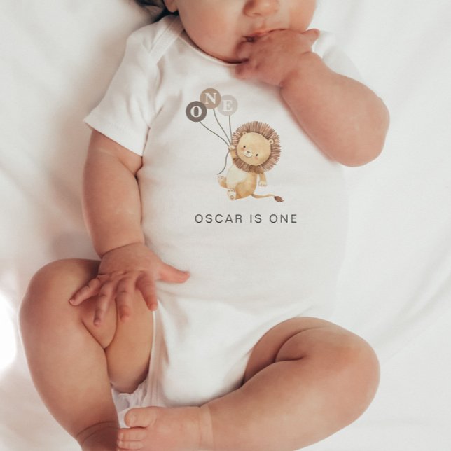 Body Para Bebé Lion with 3 Brown Balloons 1st Birthday Baby Bodys (Subido por el creador)