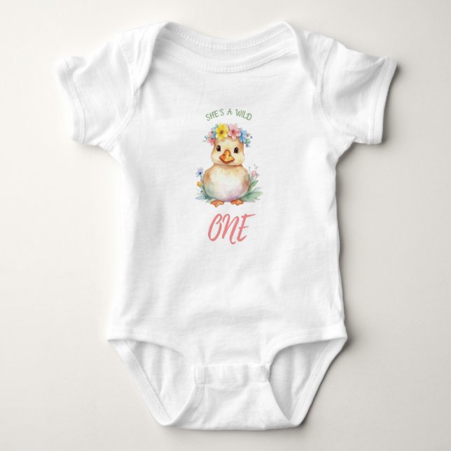 Body Para Bebé Little a ducling First Birday Baby Bodysuit (Anverso)