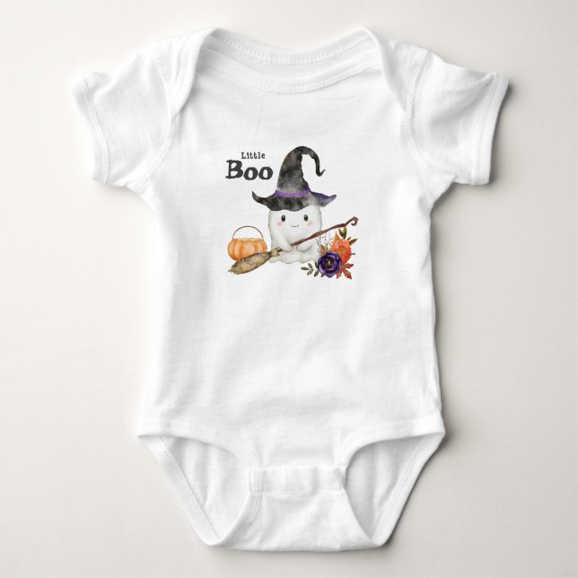Body Para Bebé Little Boo Cute Ghost Halloween 1er cumpleaños (Anverso)