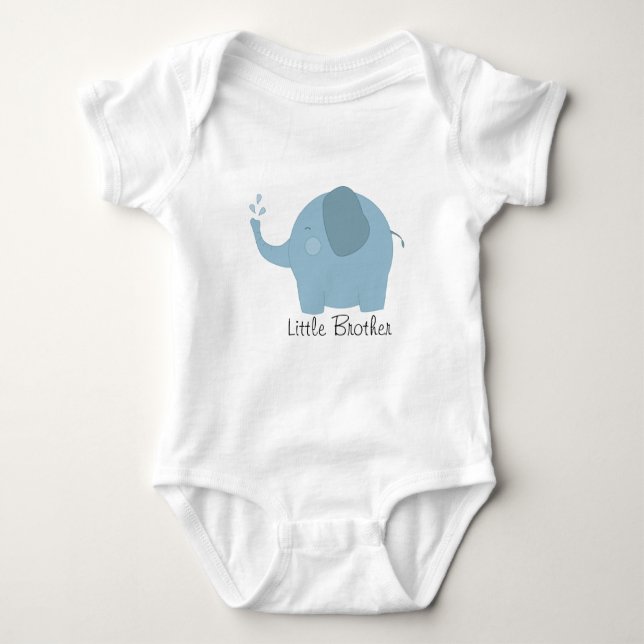 Body Para Bebé Little Brother Blue Elephant Baby Tee (Anverso)