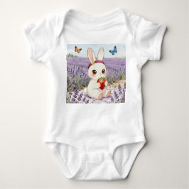 Body Para Bebé Little Bunny with Strawberry in Lavender Field