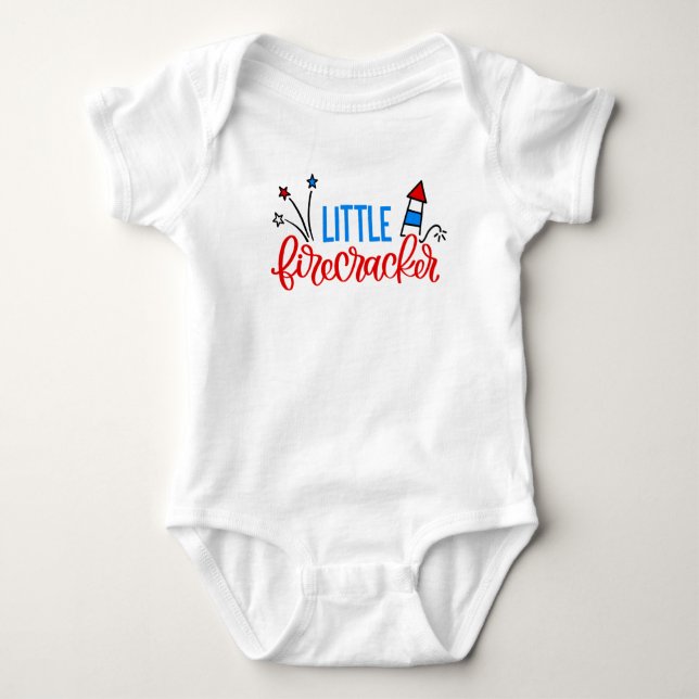Body Para Bebé Little Firecracker 4 of July Bodysuit Shirt (Anverso)