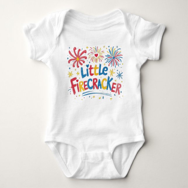 Body Para Bebé Little Firecracker Crayon Style Fireworks (Anverso)