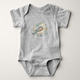 Body Para Bebé Little Green Bird Floral Baby Bodysuit