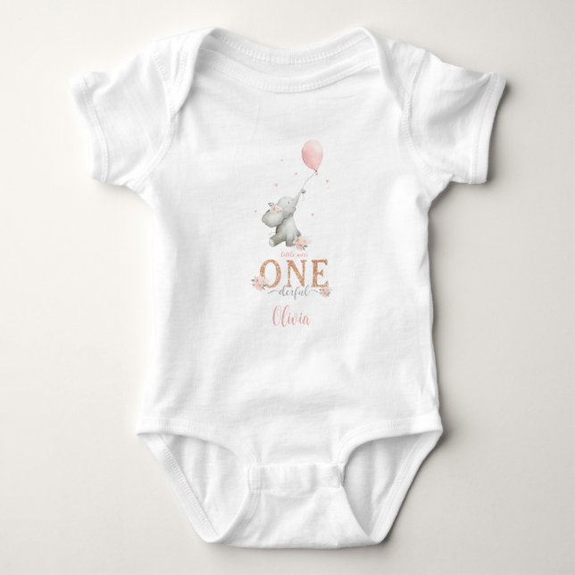 Body Para Bebé Little Miss Onederful Elephant 1st Birthday (Anverso)