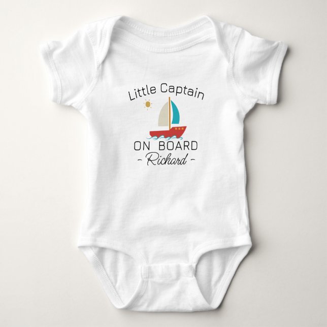 Body Para Bebé Little Sailboat Captain Custom Pregnancy Reveal (Anverso)