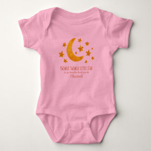 Body Para Bebé Little Star Name Moon & Star Watercolor Whimsical 