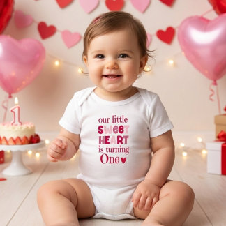Body Para Bebé Little Sweetheart Valentine Turning One Birthday 