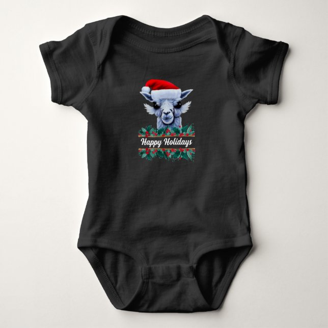 Body Para Bebé Llama con traje de bebé de Santa Hat (Anverso)