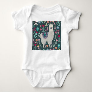 Body Para Bebé Llama floral: Doodles pintados a mano