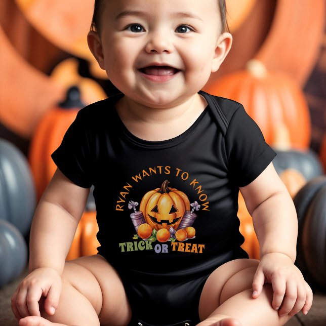 Body Para Bebé Llamar o tratar la calabaza divertida Halloween Ca (Subido por el creador)