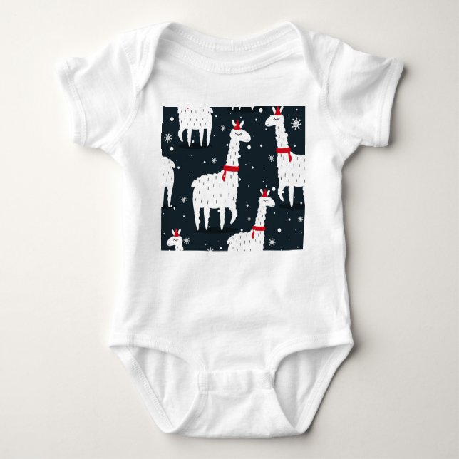 Body Para Bebé Llamas Coloridas: Animal sin foco. (Anverso)