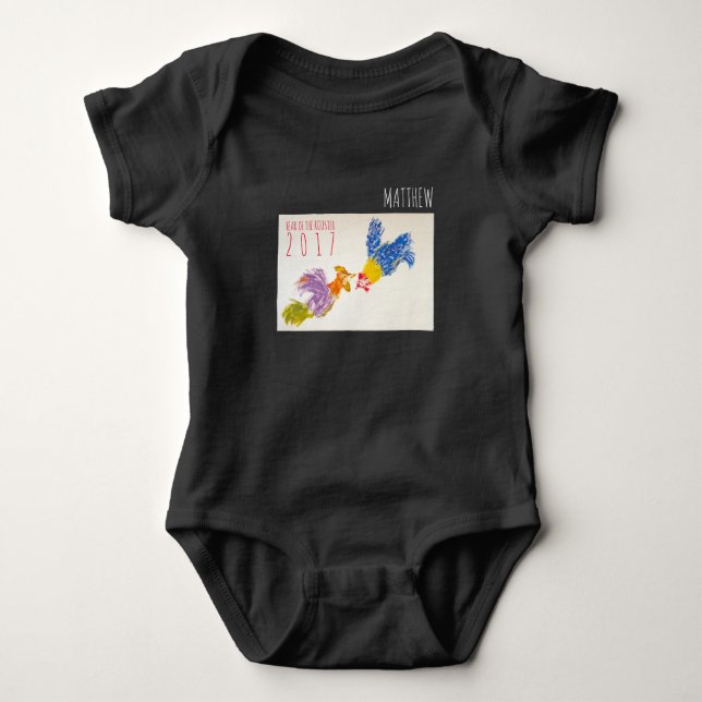 Body Para Bebé Llevado en mono personalizado año del bebé del (Anverso)