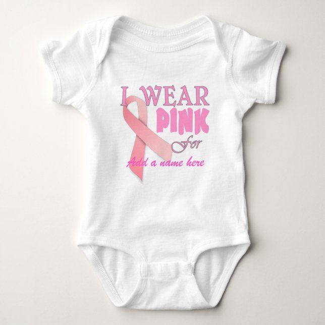 Body Para Bebé Llevo el rosa para Tempate conocido para el cáncer (Anverso)