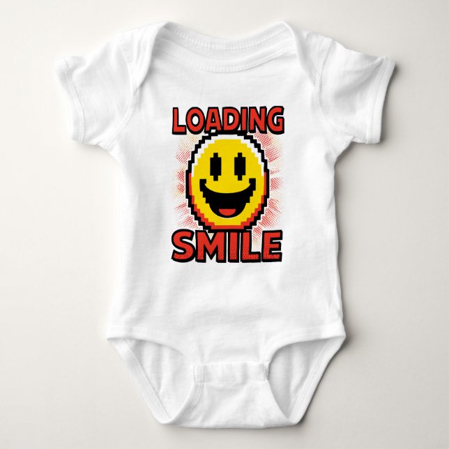 Body Para Bebé Loading Smile – Retro Pixel Art 8-Bit Smiley Face (Anverso)