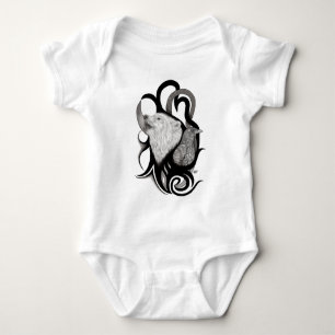Body Para Bebé Lobo blanco con arte tribal de Raven