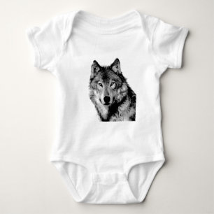 Body Para Bebé Lobo blanco y negro