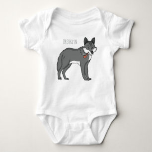 Body Para Bebé Lobo gris con ilustracion de personalizado de tube