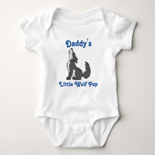 Body Para Bebé Lobo gris del grito con el texto azul