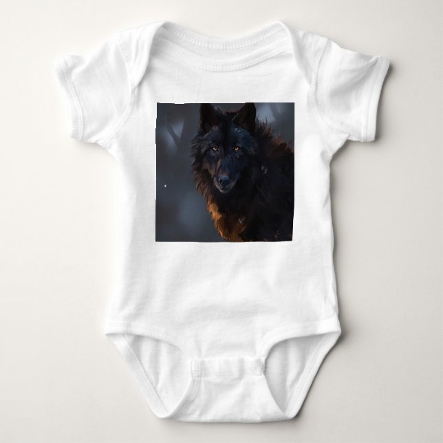 Body Para Bebé Lobo negro (Anverso)