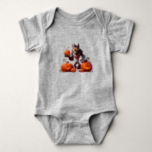 Body Para Bebé Lobo y calabazas de Halloween