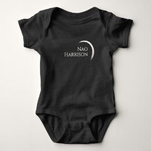 Body Para Bebé Logo de nombre, Creciente Mínimo Elegante Blanco