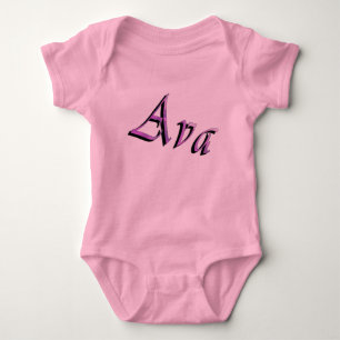 Body Para Bebé Logotipo del nombre Ava Púrpura Rosa, traje de beb