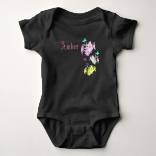 Body Para Bebé Logotipo Del Nombre Del Ámbar, Con Gatitos Y Marip