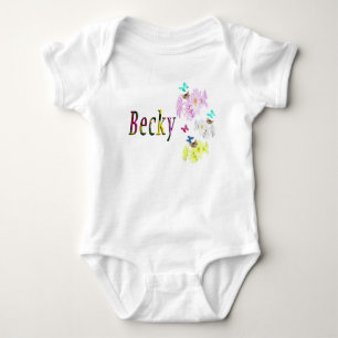 Body Para Bebé Logotipo Floral Becky Name, Baby Bodysuit