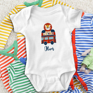 Body Para Bebé London Bus & Cute Lion Baby Personalizado 