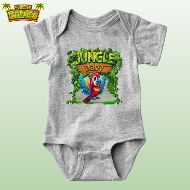 Body Para Bebé Loro colorido, pájaro salvaje, divertido 🦜 (Colorful Parrot Cartoon Graphic, Wild Bird Illustration, Whimsical Macaw Fun Jungle Baby Bodysuit 🐦)