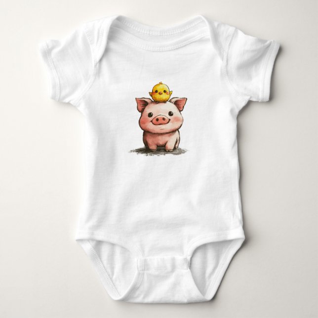 Body Para Bebé Los cerdos pueden volar: Funny Pig Design (Anverso)