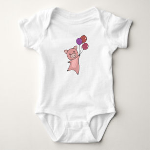 Body Para Bebé Los globos de cerdos de cerdo vuelan animales ador