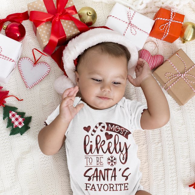 Body Para Bebé Los Navidades Divertidos Probablemente Sean Amigos (Funny Christmas Most Likely To Be Santas Favorite Baby Bodysuit)