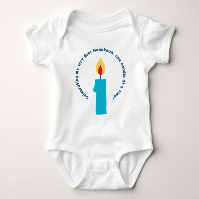 Body Para Bebé Los primeros niños de Hanukkah Candle Cute Funny (Anverso)