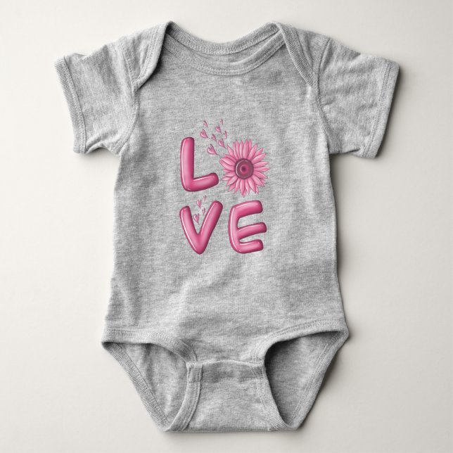 Body Para Bebé Love Pink Sunflower Baby Bodysuit (Anverso)