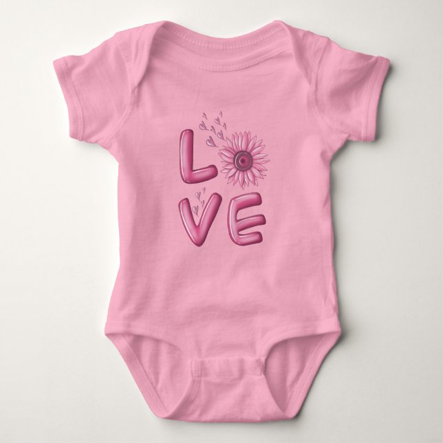 Body Para Bebé Love Pink Sunflower Baby Bodysuit (Anverso)