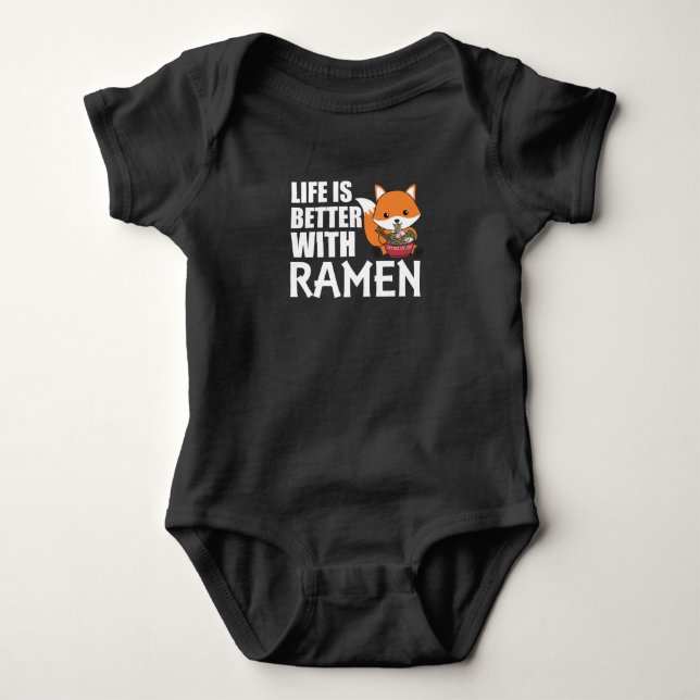 Body Para Bebé Love Ramen Cute Fox Kawaii Foxes (Anverso)