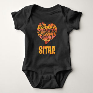 Body Para Bebé Love Sitar Naranja Mandala Heart Indian Music