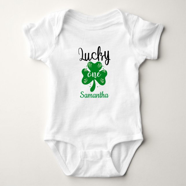 Body Para Bebé Lucky One First Birthday Outfit St Patrick's Day (Anverso)