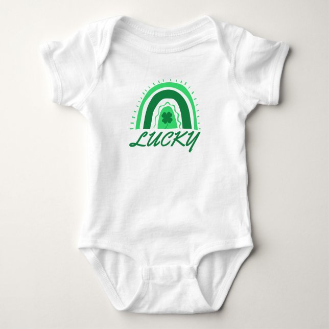 Body Para Bebé Lucky Shamrock Rainbow St Patrick's T-Shirt (Anverso)