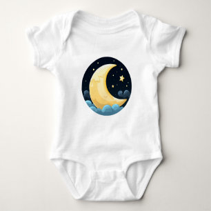 Body Para Bebé Luna Creciente de Dibujos Animados y Estrellas - C