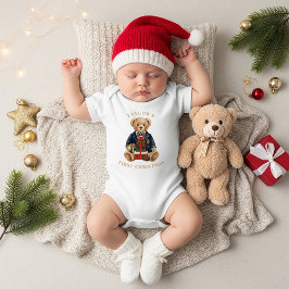 Body Para Bebé Luxe Preppy Plaid Teddy Bear | 1st Christmas