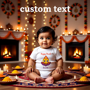 Body Para Bebé Luz de Diya Cuta para Diwali con texto personaliza