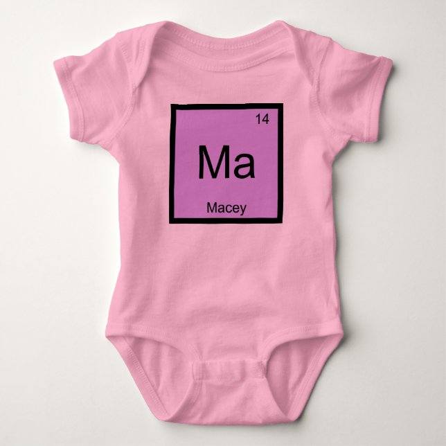 Body Para Bebé Macey Nombre Elemento Químico Tabla Periódica (Anverso)