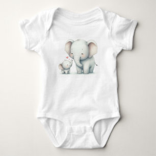 Body Para Bebé Madre y cría de elefante adorables acuarela