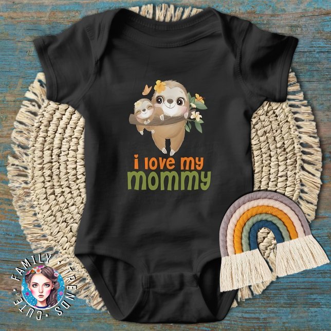 Body Para Bebé Madres y bebés eslovacos colgando de una rama que  (Mother and Baby Sloths Hanging on a Branch I love Baby Bodysuit)