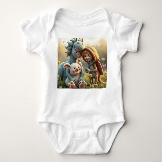 Body Para Bebé „Magische Freunde im Blütenland“ (Anverso)