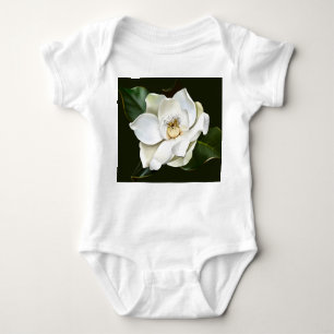 Body Para Bebé Magnolia blanca cierra fondo verde